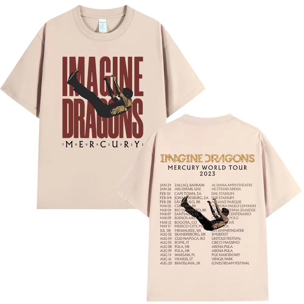 Imagine Dragons Mercury Tour 2023 Concert T Shirt Hip Hop Rock Band Tshirt Men Women Clothing Cotton Loose Short Sleeve T-shirts