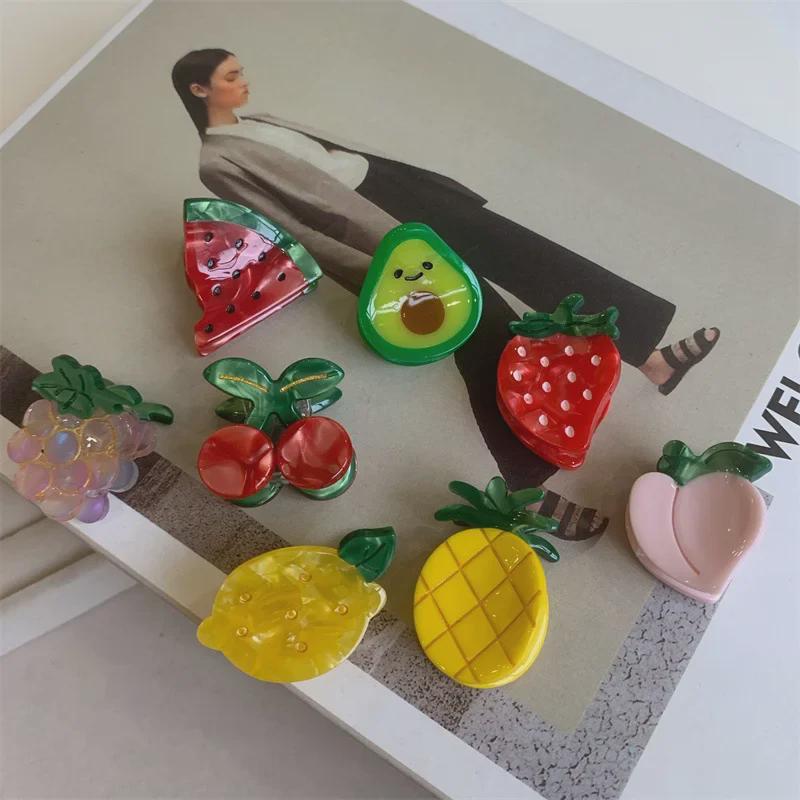 Корейская заколка для волос со свежими фруктами: Дизайн клубники, арбуза, вишни, лимона
