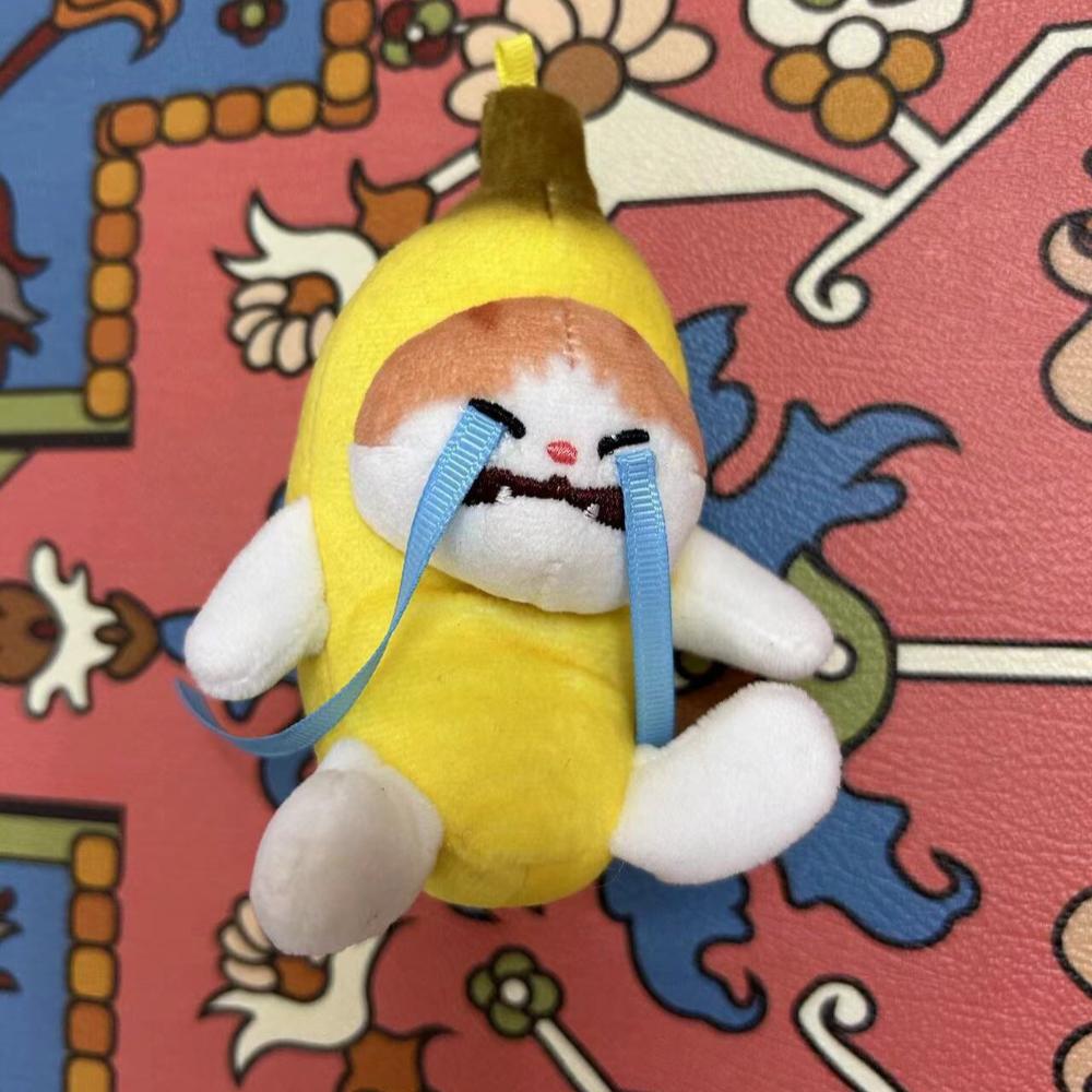 Banana Cat Doll Banana Cat Voice Keychain with Cry Sound Funny Toys Gift Banana Key Chain