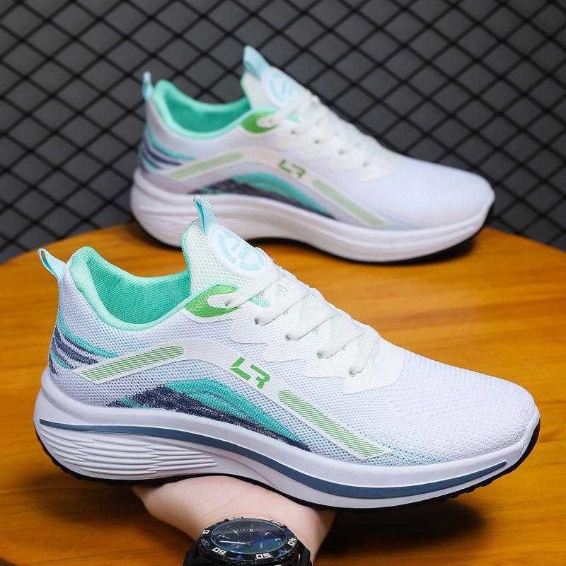 23 Years of New Spring and Autumn Men's Shoes Breathable Mesh Fly-woven Shoes Men's Lace-up Platform Sports Shoes Versatile Casual Trendy Shoes