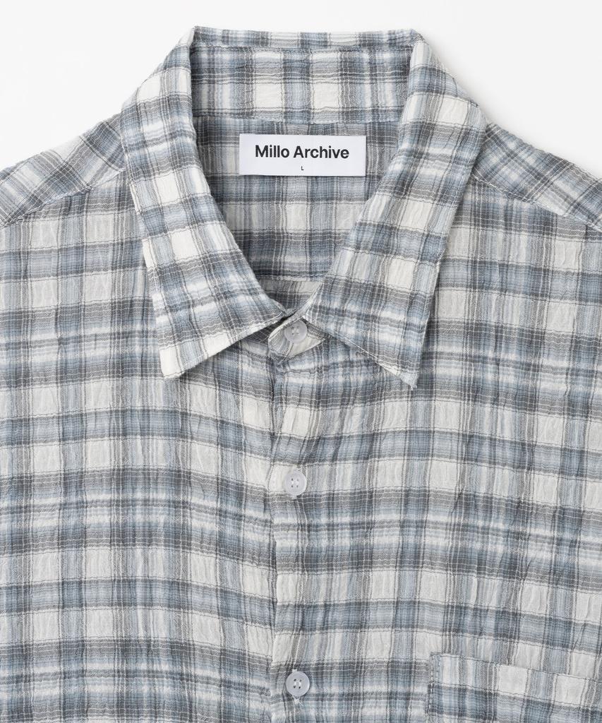 MILLO ARCHIVE Ombre Check Half Shirt [Light Blue]