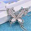 Opal Butterfly Chain Sweater Long Necklace Pendants Gift For Girl Jewelry