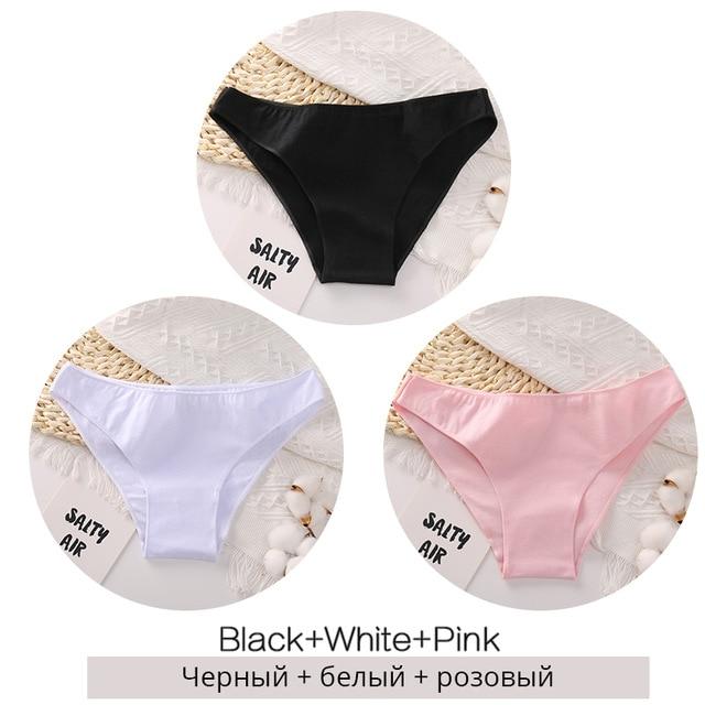 FINETOO 3PCS/Set M-XXL Panties Women Cotton Lingerie Woman Underwear Sexy Femme Underwear Girls Underpant Panty 7 Solid Colors