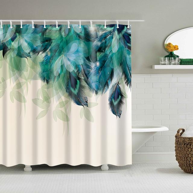 Chinese Style Flower Branch Landscape Shower Curtain 3D Printing Sunflower Bathroom Accessories Sets Waterproof Polyester Screen