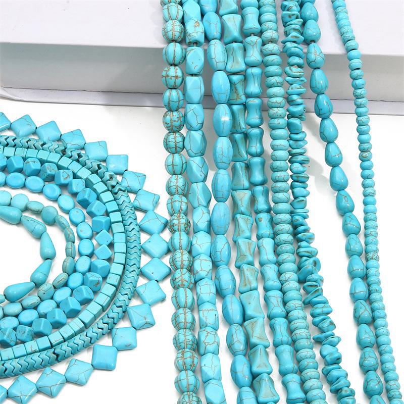 Synthetic Blue Turquoise DIY Jewelry Twisted and Special-Shaped Beads with Abacus and Animal Spacer Styles