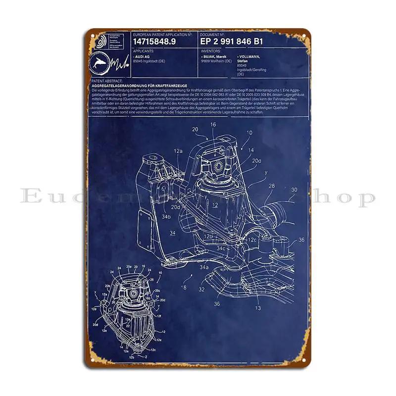 Engine Support Arrangement Patent Blueprint Metal Plaque Poster Wall Decor Decoration Mural Designer Designing Tin Sign Poster