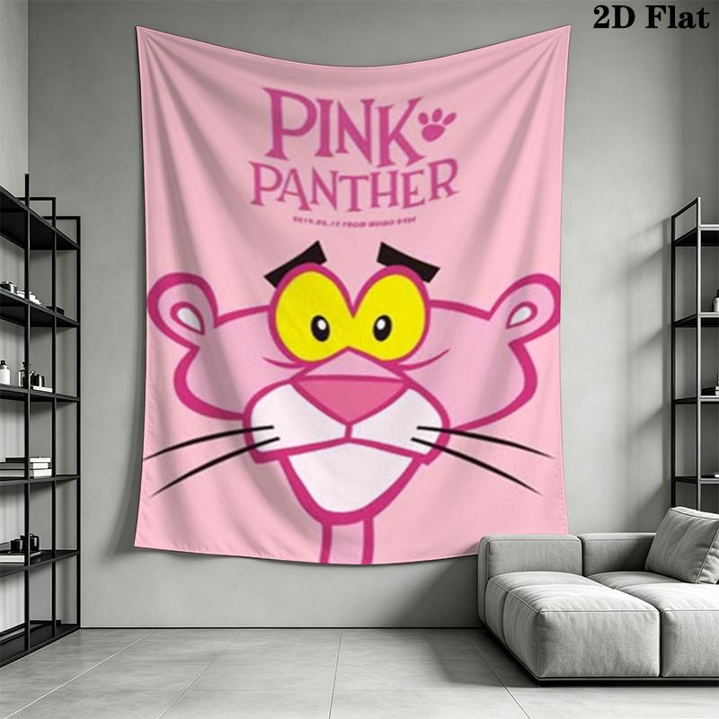 The Pink Panther Wall Tapestry Aesthetic Wall Hanging Printed Fabric Blanket Decorative Tapestries for Bedroom Living Room Home Decor