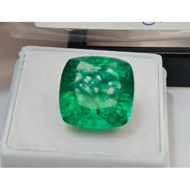 Fabulous Green Colombian Emerald Cushion Cut 9-10 Ct Certified Loose Gemstone