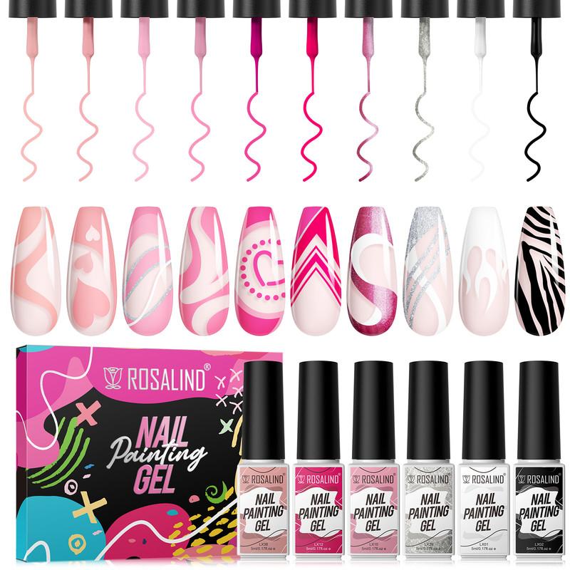 ROSALIND 5 мл гель-лак для рисования ногтей Art Liner лак для ногтей блестящий гель-лак для ногтей «сделай сам»