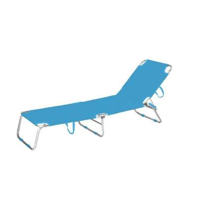 Складной шезлонг из алюминия - MARBUENO SUMMER - 187x58x24 см - Синий - Текстилен - 3 положения наклона