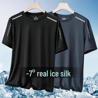 Мужская летняя футболка Ice Silk Quick-Dry - легкая, дышащая, модная, с коротким рукавом