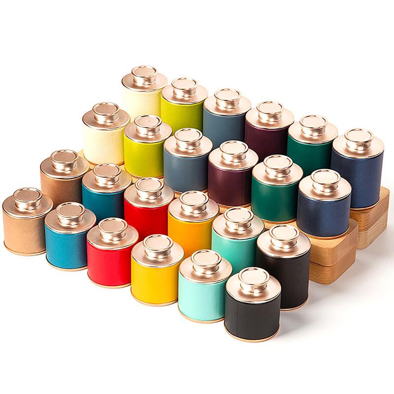 1Pc Solid Mini Empty Tea Tin Can Household Green Black Tea Sealed Jar Portable Travel Small Tea Packaging Box Paper Storage Can