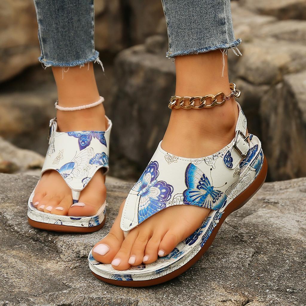 Women Sandals Orthopedic Wedge Heels Sandals 2024 Summer New Fashion Buckle Shoes for Women Beach Flip Flops Zapatos De Mujer