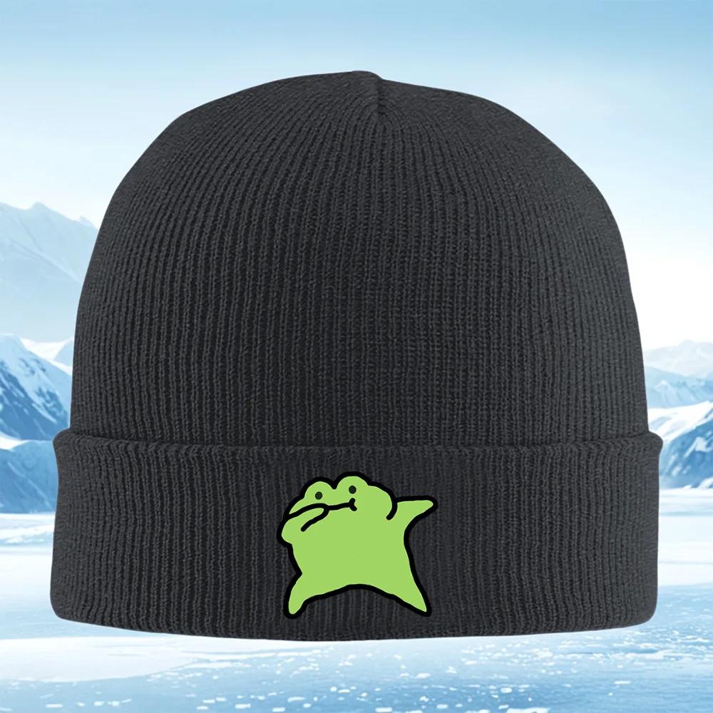 New Green funny frog waving arms Men Women Unisex Knitted Hat Beanie Outdoor Cycling Hiki