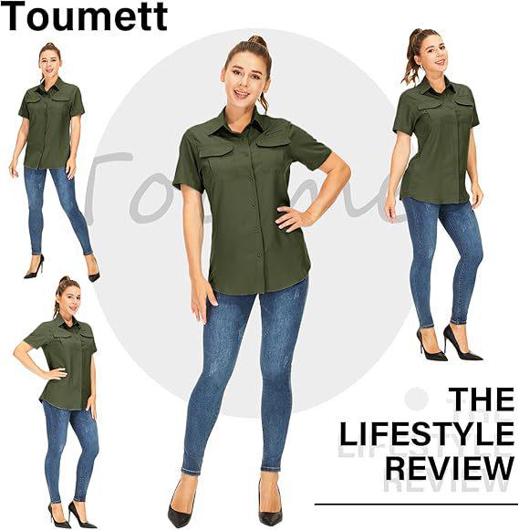 Женская летняя рубашка 2026 с коротким рукавом, быстросохнущая - Однотонная, с нагрудным карманом, дышащая, повседневная, для активного отдыха, европейский и американский стиль