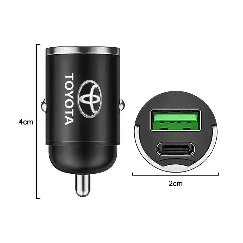 1Pcs 100W/200W Car Charger USB Type-C Fast Charging Adapter For Toyota Camry Corolla Yaris Chr Auris Avensis T25 Car Accessories