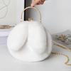 Plush Rabbit Bag Women Cute Handheld Plush Bag Autumn Winter Girls Chain Crossbody Bags Rabbit Ear Clip Bag