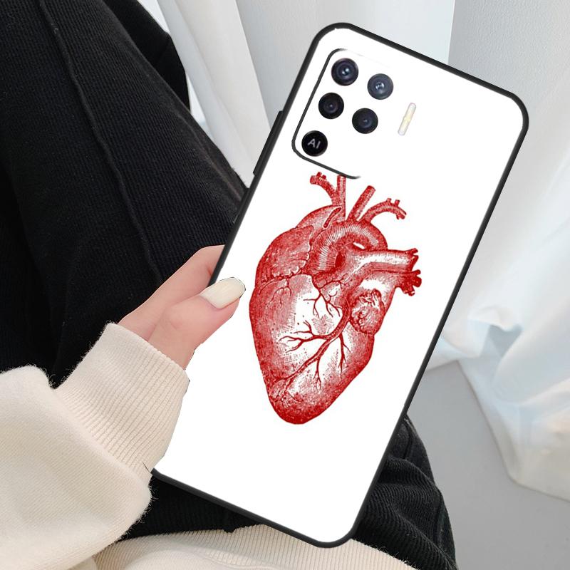 Чехол-анатомия человеческого сердца для Oppo A96 A76 A16 A60 A98 A58 A78 A18 A38 A80 A40 A77 A57 A17 A74 A54 A94 A15 A5 Pro