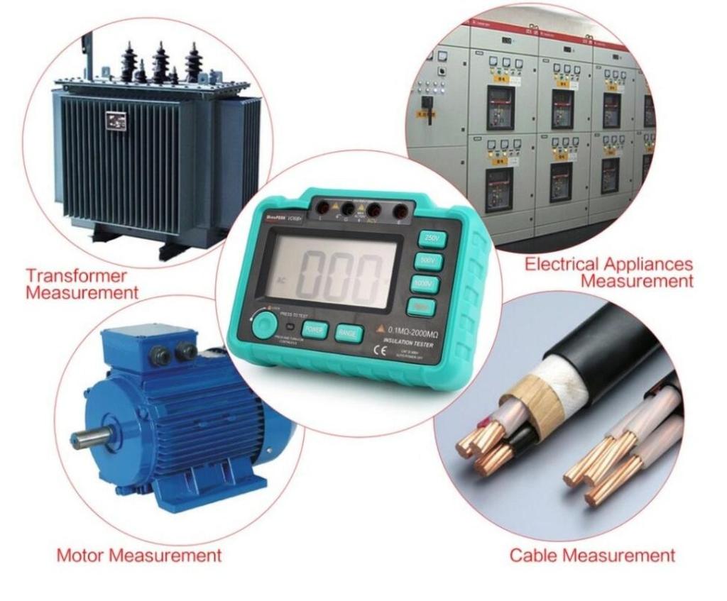 VC60B+ 1000V Digital Auto Range Insulation Resistance Meter Tester Megohmmeter High Voltage LED Indication 1999 Counts
