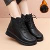 Winter Ankle Boots Women Warm Shoes Fashion PU Leather Plus Plush for Warmth Snow Boots Ladies Flats Antiskid Botins Footwear