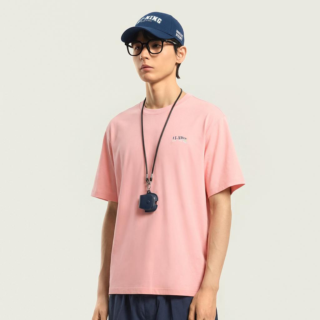 Li-Ning Мужская футболка с круглым вырезом, быстросохнущая, охлаждающая, с вышитым логотипом, топ AHSW275-6