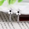 Long Black Zircon Flower Earrings, Streaming Sweet And Cool Spice Girl Wind One-Word Petals, Small Daisy Stud Earrings, Women'S Models