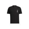 Solid Color Retro Logo Crew Neck T-Shirt Men Tops Black HE5172