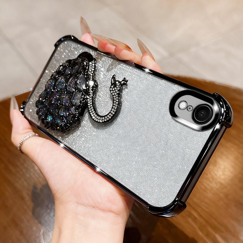 KEYSION Противоударный чехол с гальваническим покрытием для iPhone XS Max Прозрачный ТПУ с блестками, инкрустированный драгоценными камнями лебедь, подставка, задняя крышка для iPhone X XR