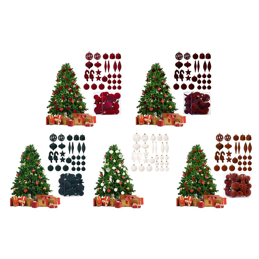 Velvet Christmas Ornaments Set 28 Pcs - Festive Holiday Decor With Assorted Styles For Tree, Table Centerpiece And Home Display
