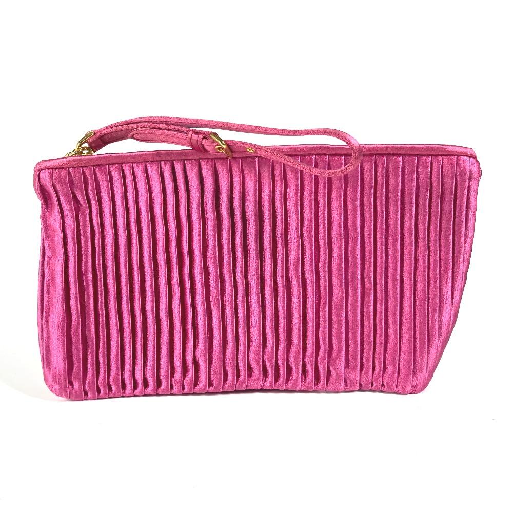 MIUMIU logo Pouch with bag strap Clutch bag Rayon / silk pink