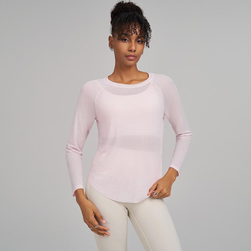 Huaton Женский Осенне-Зимний Сетчатый Утягивающий Топ для Йоги с Длинным Рукавом, Быстросохнущий, для Фитнеса и Бега