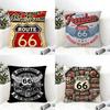 Путешествие Мотоцикл Поездка США. 2 льняные наволочки Route 66 для декоративного дивана, домашние подушки, чехлы для подушек автомобильного сиденья