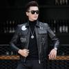 Spring and Autumn New Leather Jacket Men's Embroidered Lapel Leather Jacket Harley Motorcycle Korean Style Slim Jacket Slim Jacket