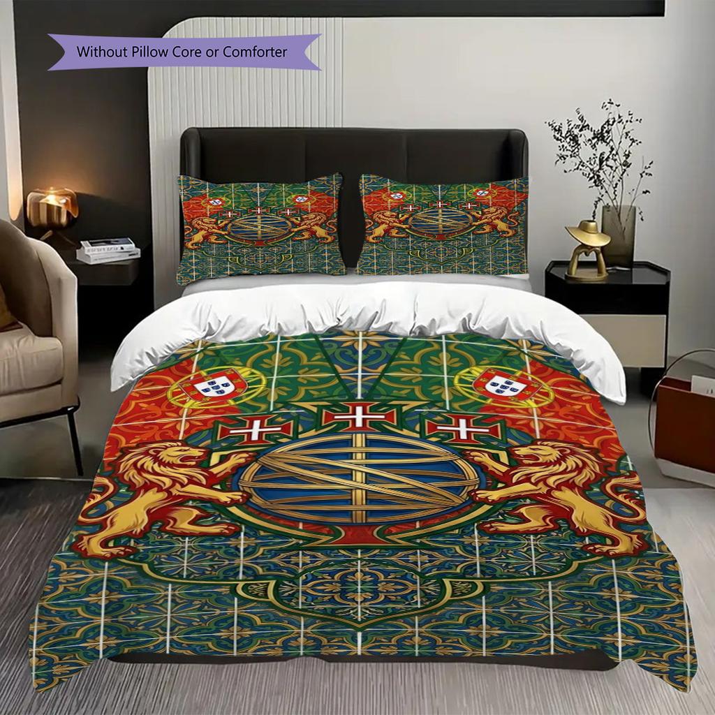 National Emblem Portugal Bedding (1 * duvet cover + 2 * pillowcase, without core) Christmas birthday gift Duvet cover and pillowcase