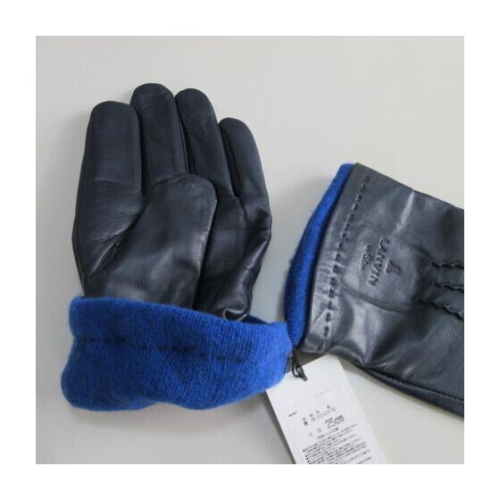 Б/у Мужские перчаткиКожаные перчатки [LANVIN en Bleu] Ланвин на Синем Перчатки из овечьей кожиСтрочка Подкладка Смесь кашемира 25Темно-синий
