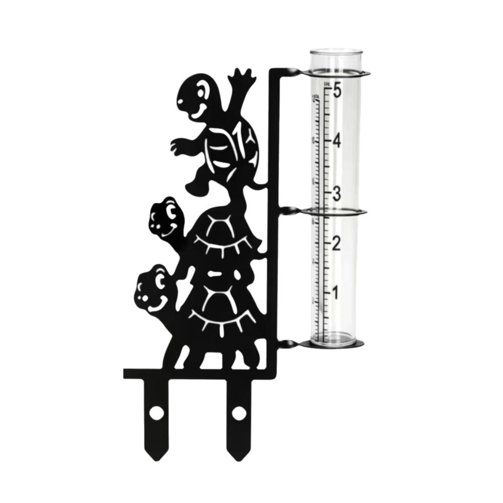Iron Art Metal Frog Rain Gauge Stake Rustproof Garden Stake Rain Water Collector Weather Station