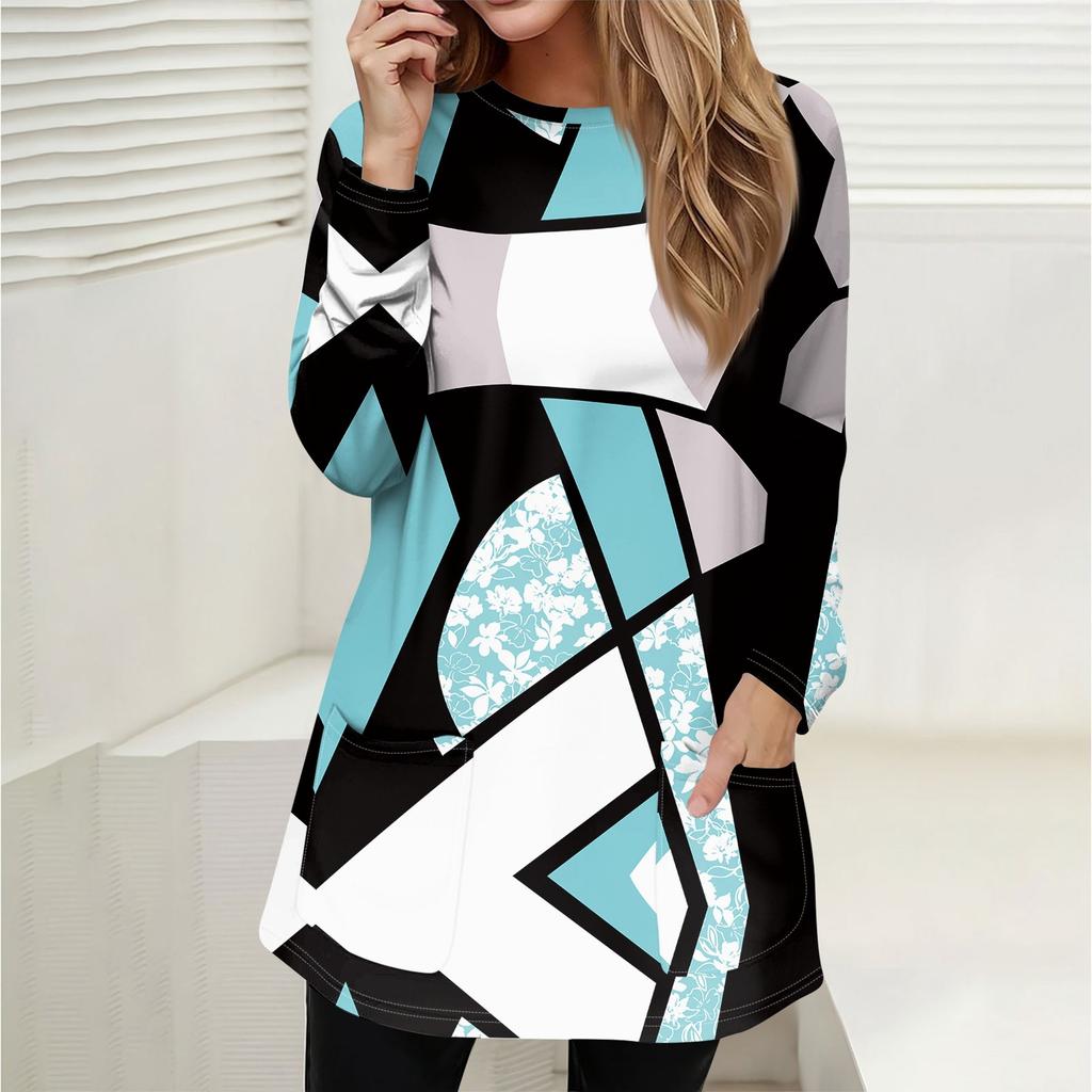 Женская толстовка, пуловер, спортивная одежда, карман, принт, повседневный топ с круглым вырезом и длинными рукавами