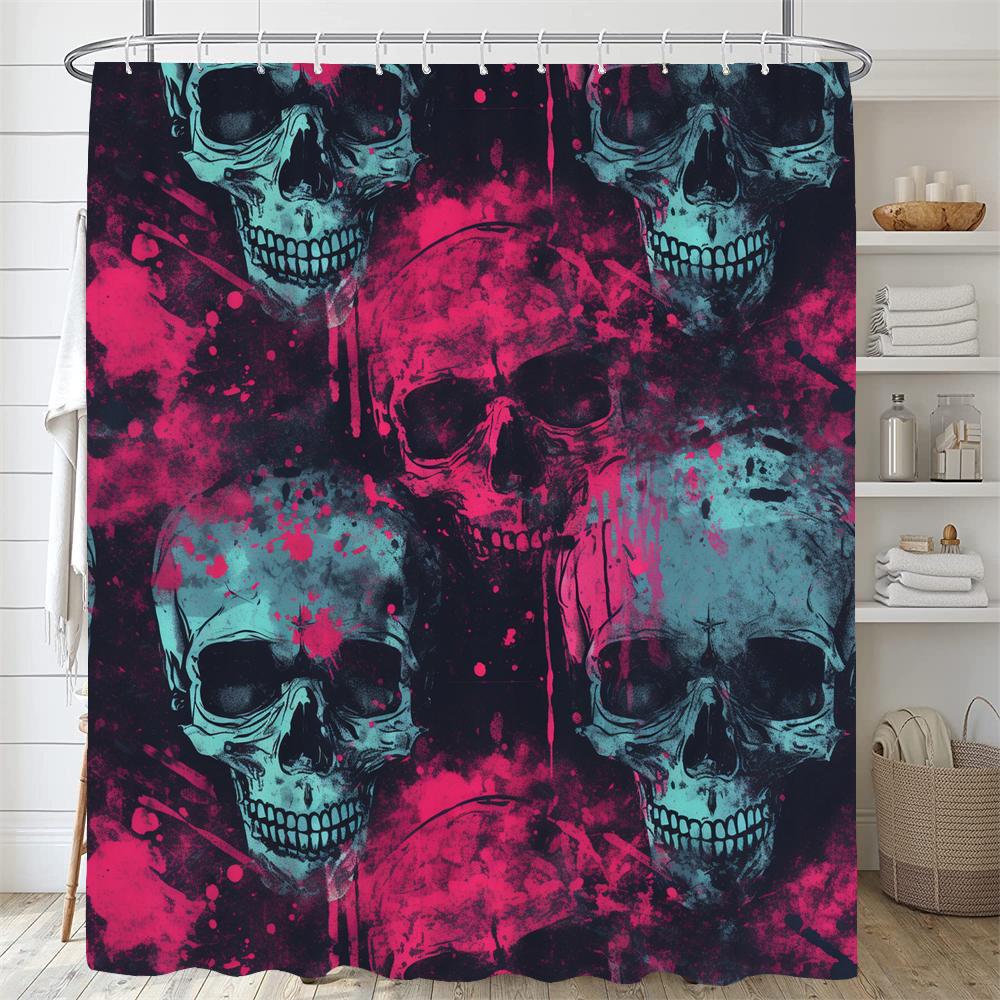 Личность Цветы и Ужас Скелет Череп Шторка для душа Полиэстер Ткань Домашний декор Хэллоуин Занавеска для ванной с крючками