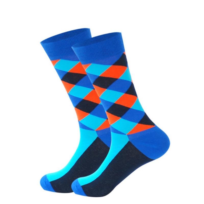 Men's Fashion Socks Cotton Wedding Socks Paragraph Diamond Pattern Geometric Business In Tube Socks
