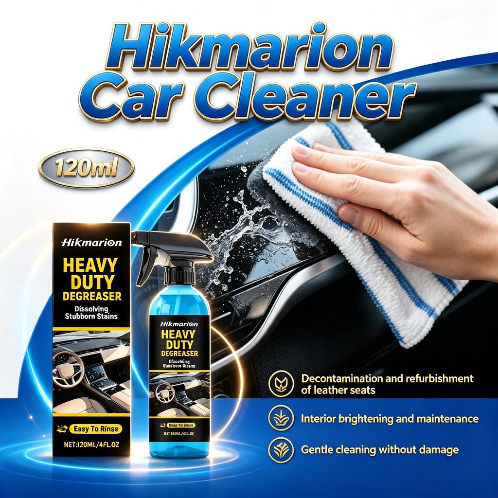 Hikmarion car cleaner, leather seat decontamination, refurbished interior, brightening, maintenance, gentle cleaning, no damage 120ml