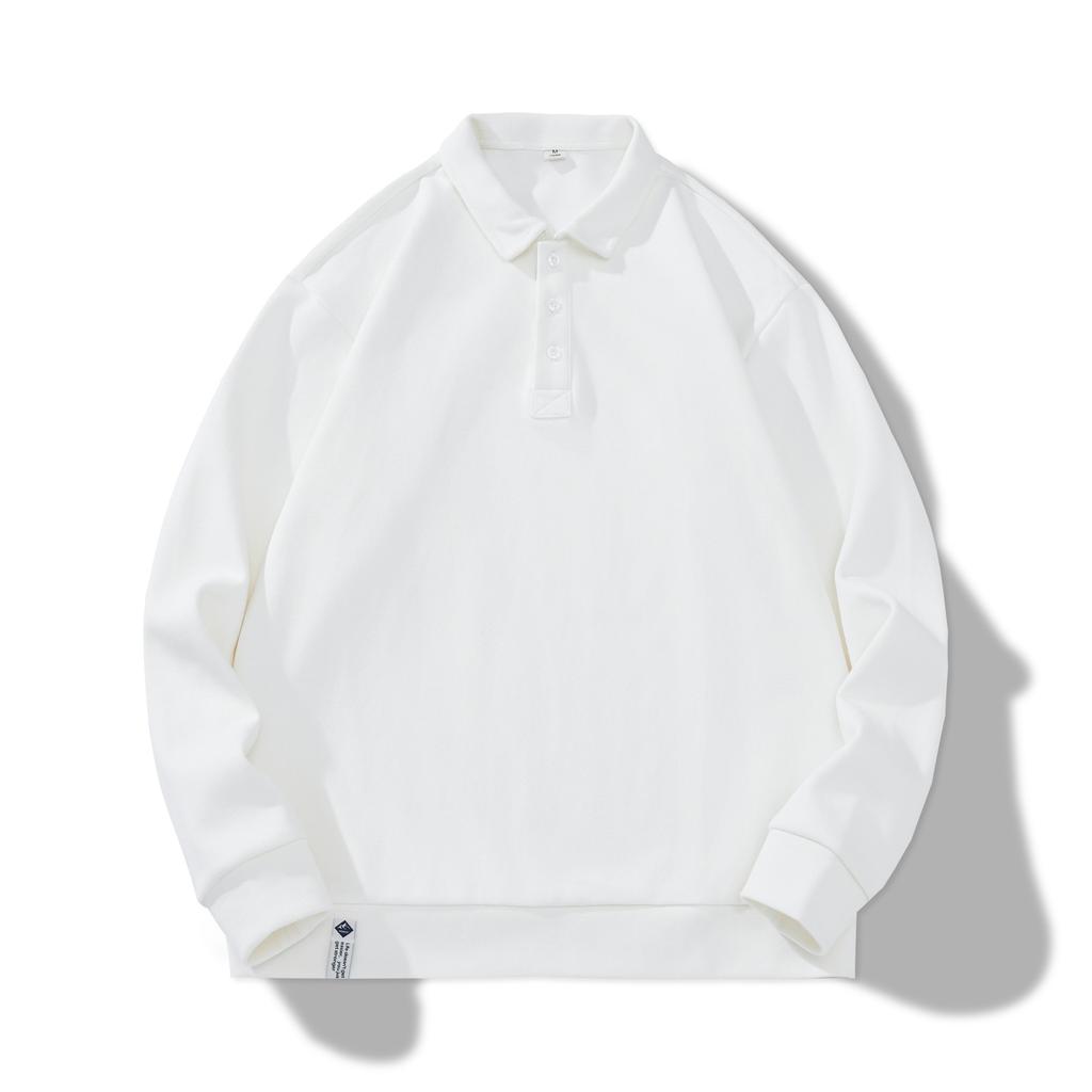 Season Heavy Long-Sleeved Polo Shirt Sweater Men'S Trendy Brand Japanese Loose Casual Inner Lapel Top