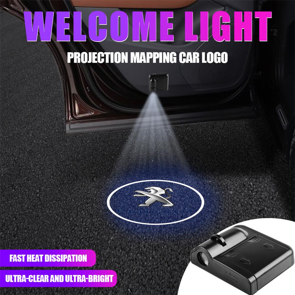 Led Car Door Welcome Light Wireless Projector Lamp I Emblem Auto Accessories For Peugeot 206 207 208 306 307 508 106 107 2008 3008