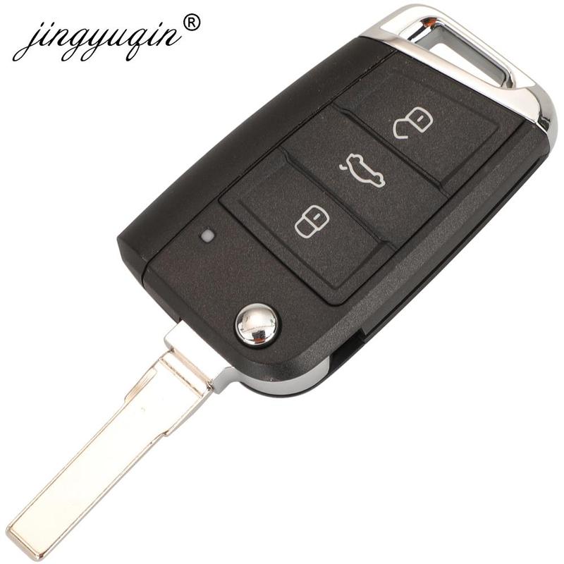 jingyuqin 10pcs Flip 3/4Buttons Remote Car Key Shell Case Fob For VW Golf 7 GTI MK7 B8 Touran Skoda Octavia A7 Seat Hu66 Hu162t
