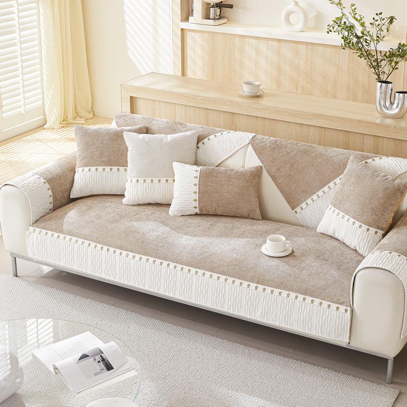 Чехлы для диванных подушек из французского синели, универсальный чехол для дивана с рисунком четырех сезонов, нескользящий L-образный чехол для дивана, наволочка