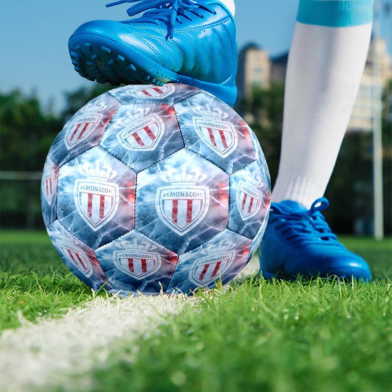 AS Monaco Print Size 5 Soccer Ball, PU Wear Resistant Football for Match Training and Daily Practice, Birthday Gift for Soccer Fans
