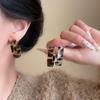 Acrylic Leopard Print Stud Earrings for Women Retro Geometry C-Shaped Stud Earring Jewelry Accessories