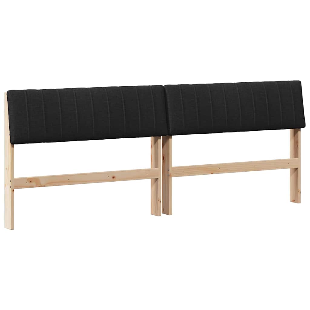 Upholstered Headboard Black 200 cm Solid Pine Wood