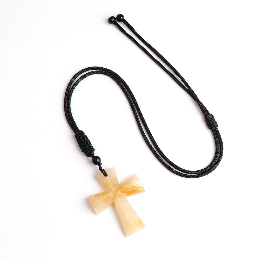 Ожерелье с крестом из агата - полудрагоценный камень, рождественский подарок, цепочка для свитера