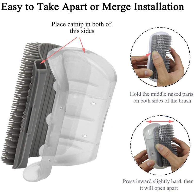 Cat Self Groomer Wall Corner Brush with Catnip, 2 Pack Softer Cat Corner Scratcher Self Grooming Massage Combs for Long Short Fur Cats Kitten