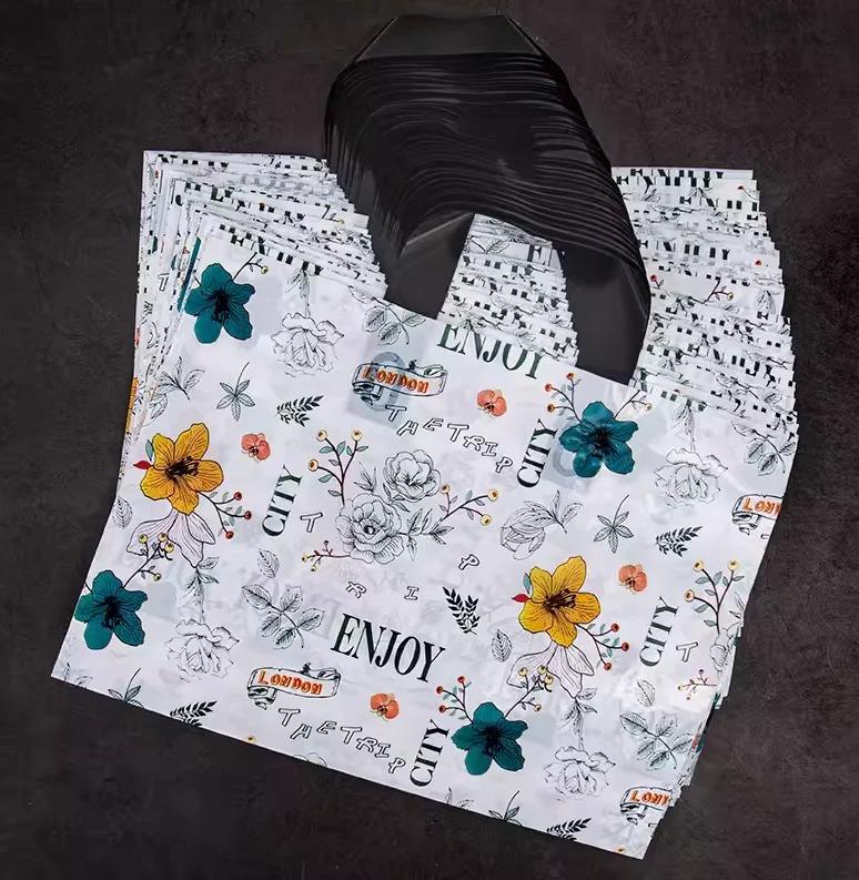 50 шт., новые модели, сумки толщиной 0,14 мм, прочная одежда, косметический подарок, сумки для покупок, эластичные, мощные, портативные, портативные упаковочные сумки